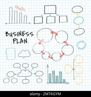 Business plan set with chart and graph vector Stock Vector