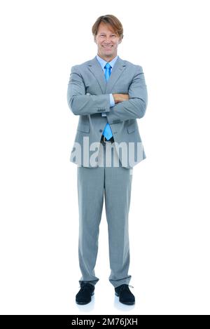 Back to business. Studio shot of a businessman isolated on white. Stock Photo