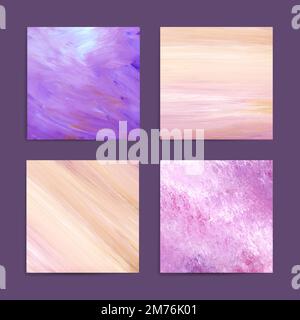 Purple and pink abstract brush stroke textured background vector set Stock Vector
