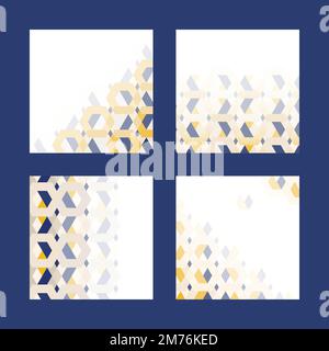3D yellow and blue hexagonal patterned banner vectors set Stock Vector