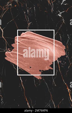Metallic orange paint with a white frame on a black marble background Stock Vector