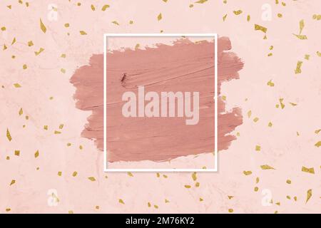 Matte orange paint with a white rectangle frame on a pastel pink background Stock Vector