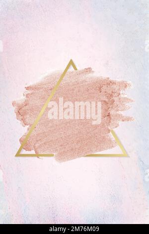 Pastel pink paint with a gold triangle frame on a pastel pink background vector Stock Vector