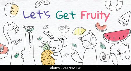 Let's get fruity doodle vector Stock Vector