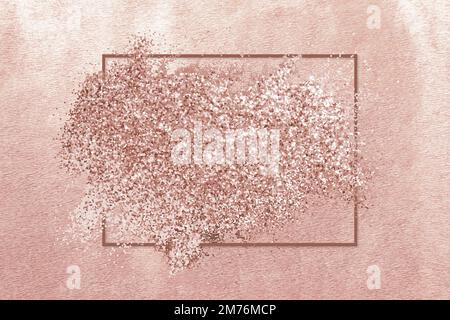 Pink gold glitter with a brownish red rhombus frame on a pastel pink background vector Stock Vector