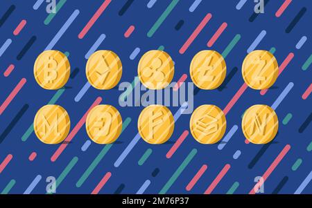 Set of various cryptocurrencies electronic cash symbol vector Stock Vector