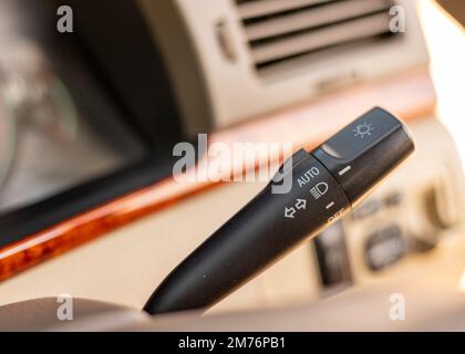 Turn signal lever and car headlight control switch Stock Photo