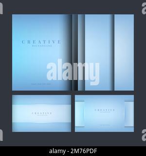 Set of abstract creative background designs in blue Stock Vector