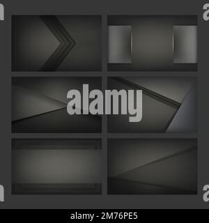 Set of abstract creative background designs in black Stock Vector