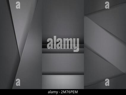 Set of abstract creative background designs in dark gray Stock Vector