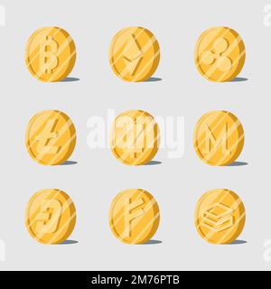 Set of various cryptocurrencies electronic cash symbol vector Stock Vector