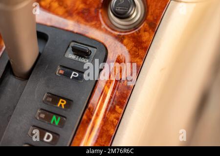 Automatic gear transmission lever on a parking mode. Stock Photo