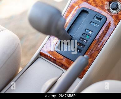 Automatic transmission gear of vehicle on a 2nd lower gear position Stock Photo