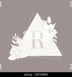 Hand drawn floral triangle badge vector Stock Vector