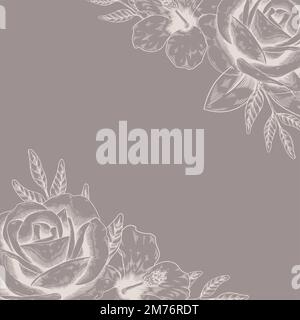 Hand drawn rose framed background vector Stock Vector