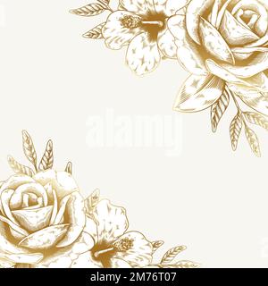 Hand drawn rose framed background vector Stock Vector