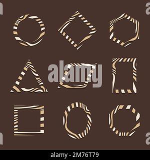Set of brown abstract badge template vectors Stock Vector