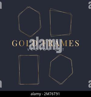 Set of gold frame vectors Stock Vector