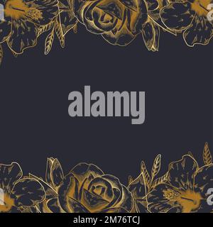 Hand drawn rose framed background vector Stock Vector