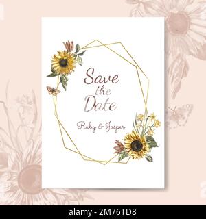 Save the date wedding invitation mockup vector Stock Vector
