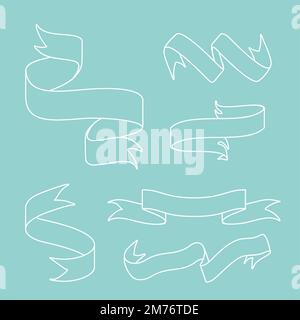Ribbon banners doodle style set vector Stock Vector