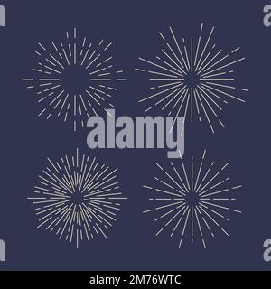 Sunburst vector set on blue Stock Vector