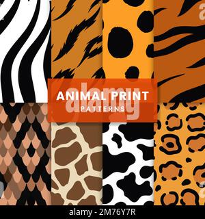 Set of seamless animal print pattern vectors Stock Vector