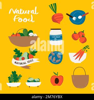 Set of natural and organic food badges vector Stock Vector