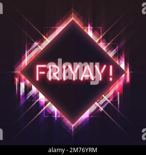 Red friyay  neon signboard vector Stock Vector