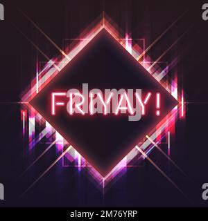 Red friyay  neon signboard vector Stock Vector