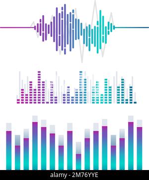 Sound wave equalizer vector design set Stock Vector