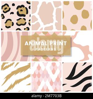 Set of seamless animal print pattern vectors Stock Vector