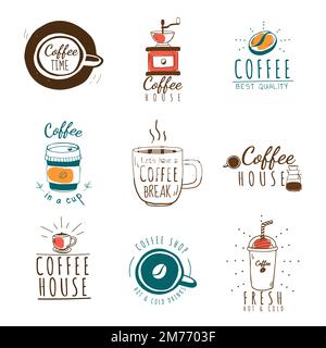 Set of coffee shop logos vector Stock Vector