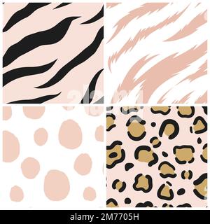 Set of seamless animal print pattern vectors Stock Vector