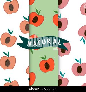 Set of natural fruit apple patterns vector Stock Vector
