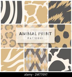 Set of seamless animal print pattern vectors Stock Vector