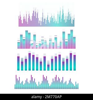 Sound wave equalizer vector design set Stock Vector