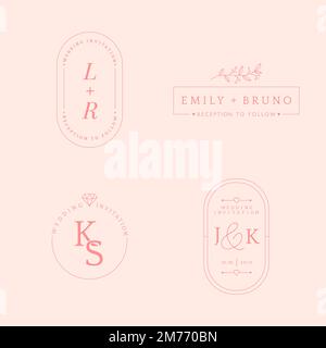 Set of wedding invitation badge design vector Stock Vector