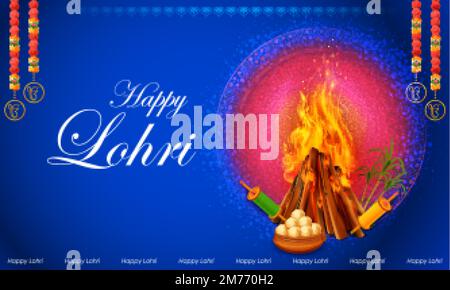 Happy Lohri holiday background for Punjabi festival Stock Vector