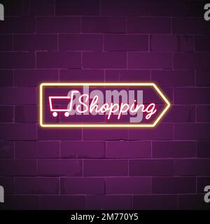 Shopping cart neon sign vector Stock Vector