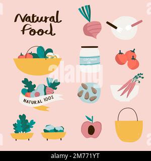 Set of natural and organic food badges vector Stock Vector