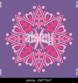 Pink mandala pattern on purple background Stock Vector