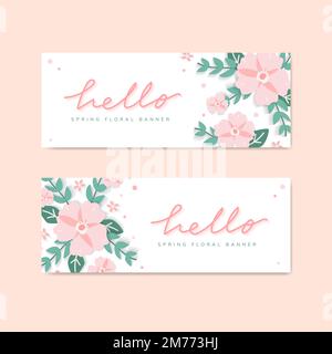 Hello spring floral banner vector Stock Vector
