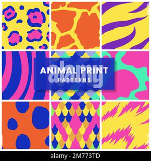 Set of seamless animal print pattern vectors Stock Vector