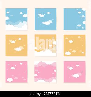 Colorful cloudy sky wallpapers vector set Stock Vector