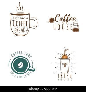 Set of coffee shop logos vector Stock Vector