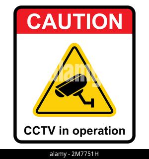 Closed circuit television camera icon, CCTV video protection alert, vector illustration . Stock Vector