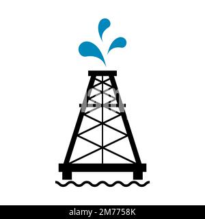 Oil rig flat graphic icon, fuel platform industry tower gas sign, vector illustration . Stock Vector