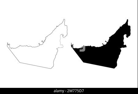 Set of United arab emirates map icon, geography blank concept, graphic background vector illustration . Stock Vector