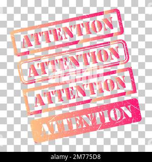Set of Attention stamp symbol, label sticker sign button, text banner vector illustration . Stock Vector